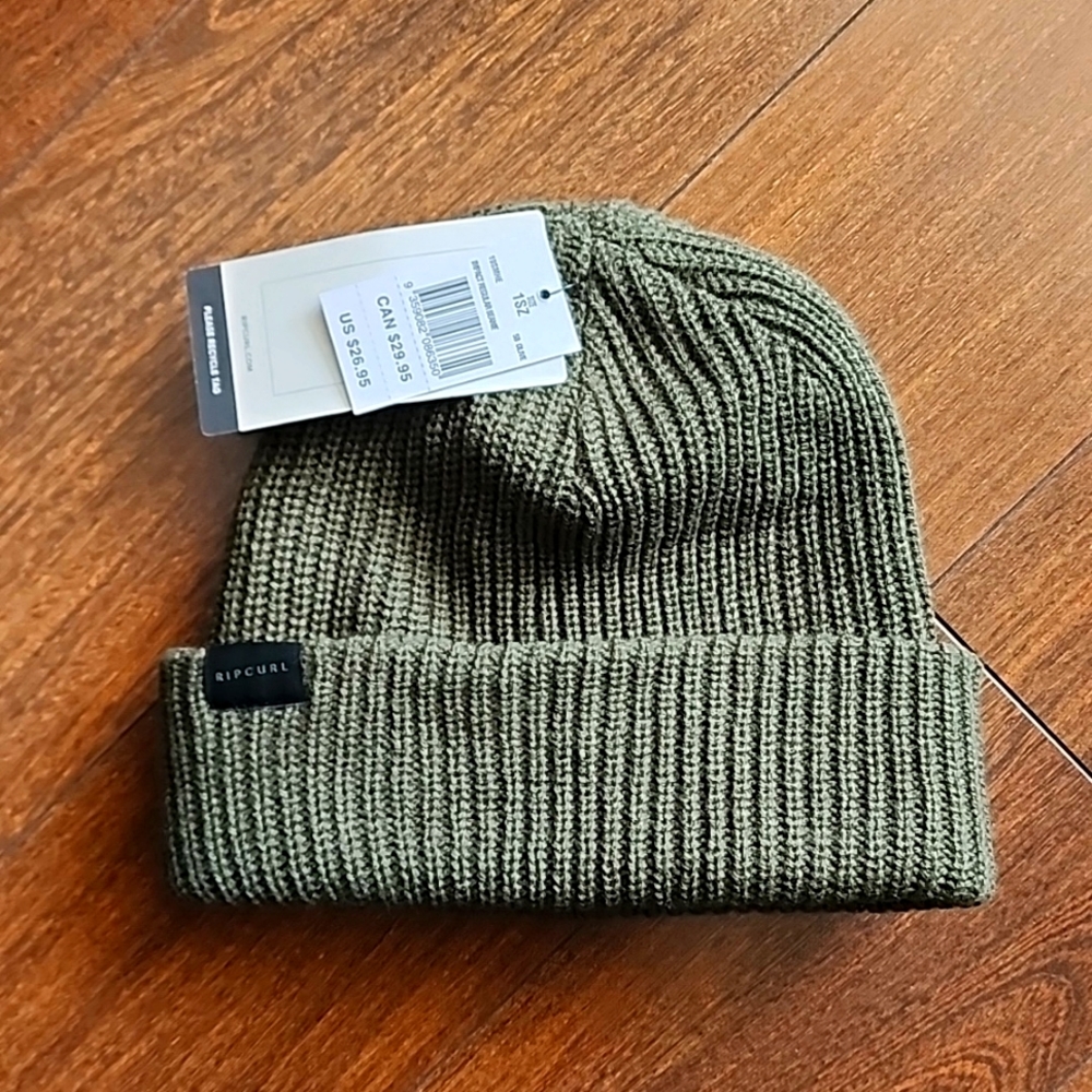 Ripcurl Olive Green Impact Regular Beanie Size 1SZ Unisex